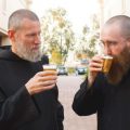 Benedictine monks taste their beer